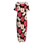 Apple Pattern Print Short Sleeve Long Nightdress