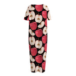 Apple Pattern Print Short Sleeve Long Nightdress