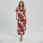 Apple Pattern Print Short Sleeve Maxi Dress