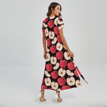 Apple Pattern Print Short Sleeve Maxi Dress