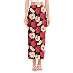 Apple Pattern Print Side Slit Maxi Skirt