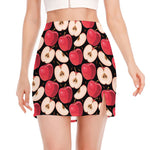 Apple Pattern Print Side Slit Mini Skirt