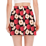 Apple Pattern Print Side Slit Mini Skirt