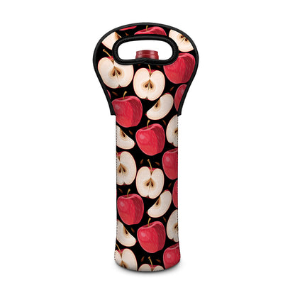 Apple Pattern Print Single Neoprene Wine Tote