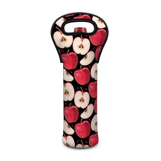 Apple Pattern Print Single Neoprene Wine Tote