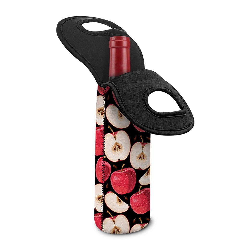 Apple Pattern Print Single Neoprene Wine Tote