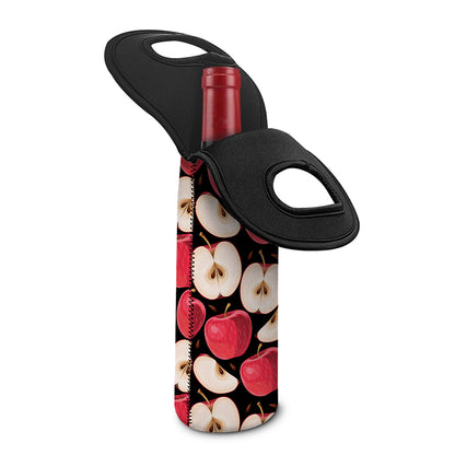 Apple Pattern Print Single Neoprene Wine Tote