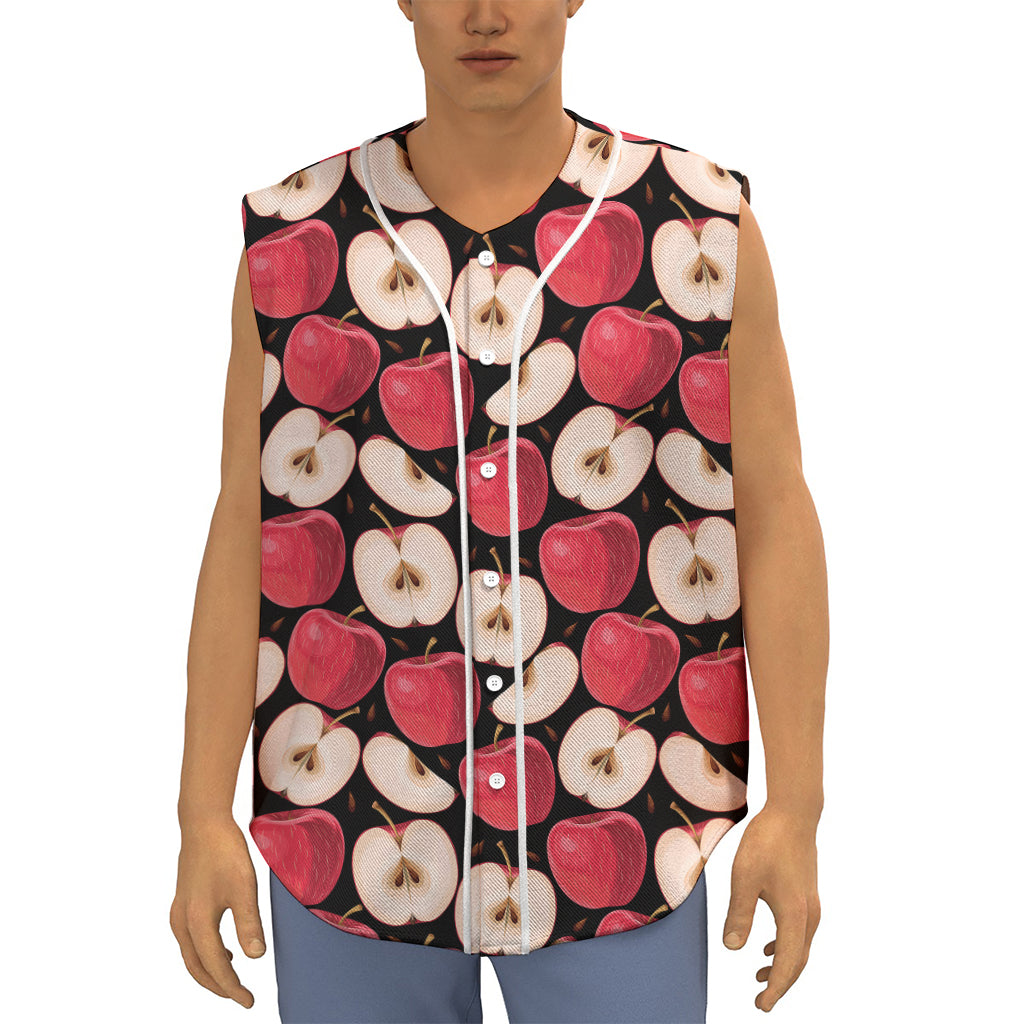 Apple Pattern Print Sleeveless Baseball Jersey