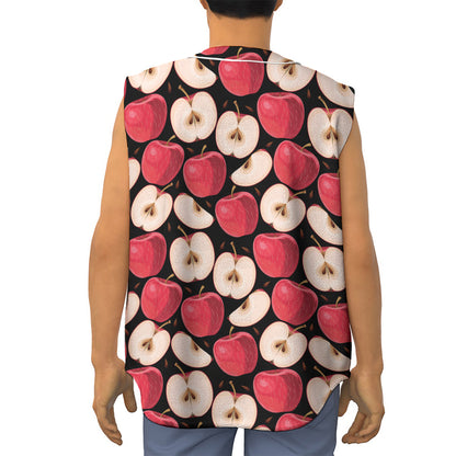 Apple Pattern Print Sleeveless Baseball Jersey