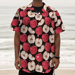 Apple Pattern Print Textured Short Sleeve Shirt
