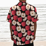 Apple Pattern Print Textured Short Sleeve Shirt