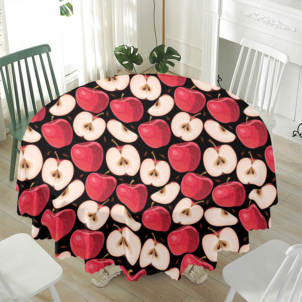 Apple Pattern Print Waterproof Round Tablecloth
