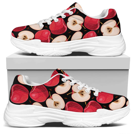 Apple Pattern Print White Chunky Shoes