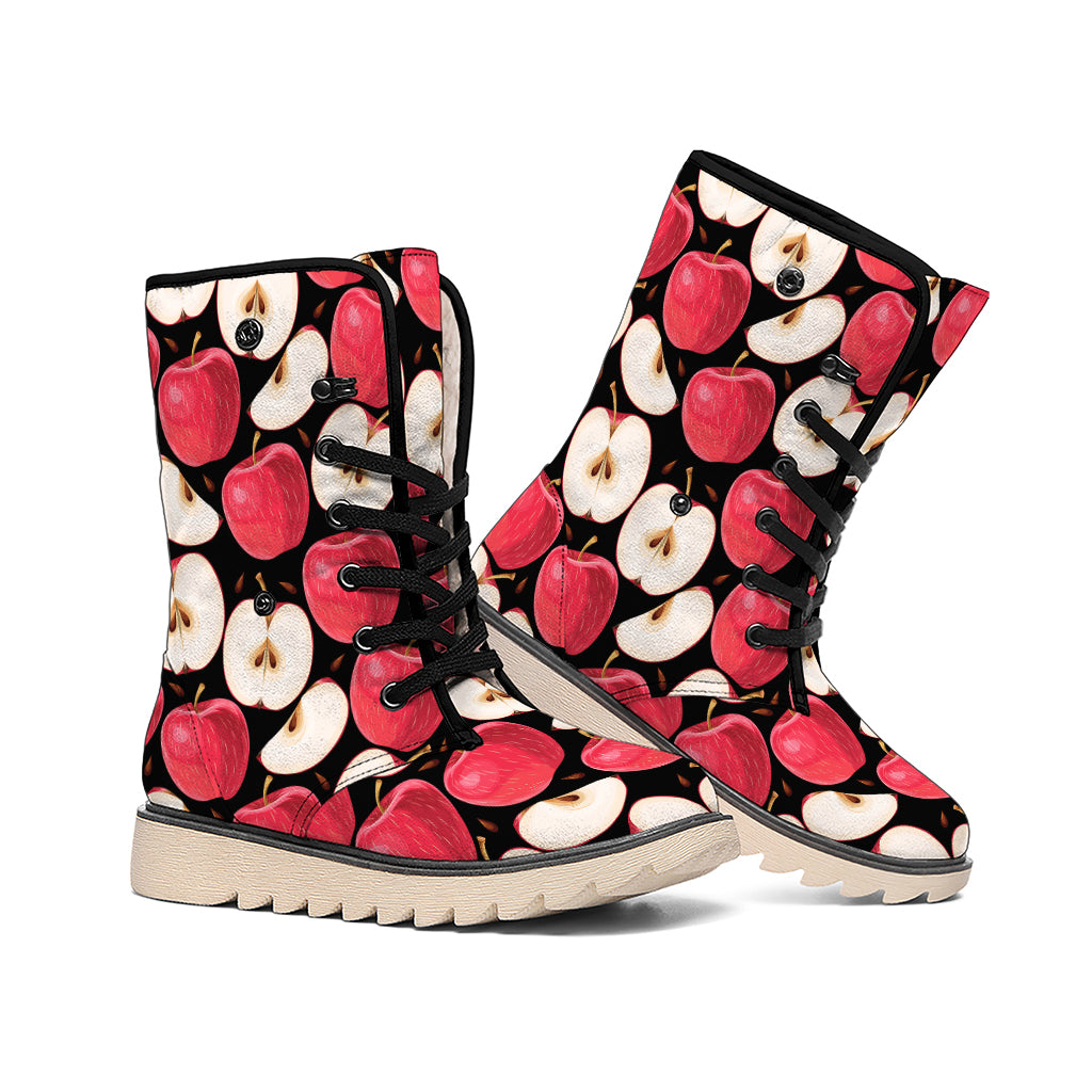 Apple Pattern Print Winter Boots