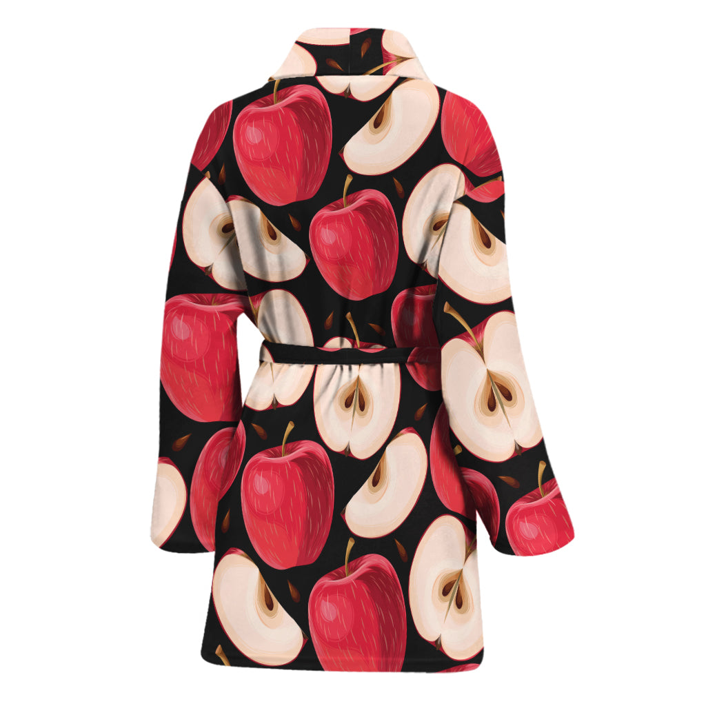 Apple Pattern Print Women's Bathrobe