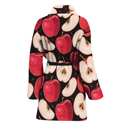 Apple Pattern Print Women's Bathrobe
