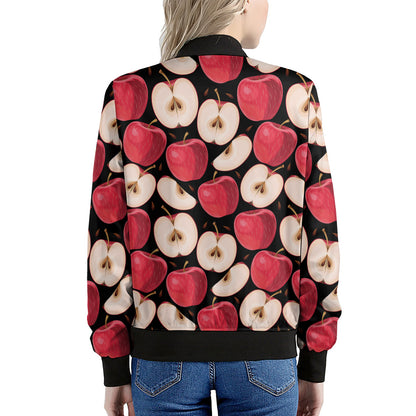 Apple Pattern Print Women's Bomber Jacket