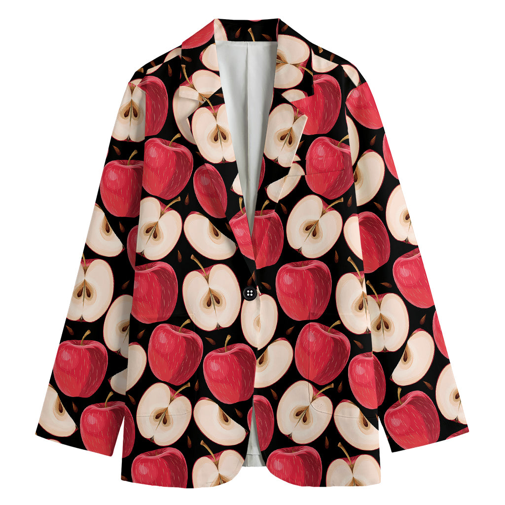 Apple Pattern Print Women's Cotton Blazer