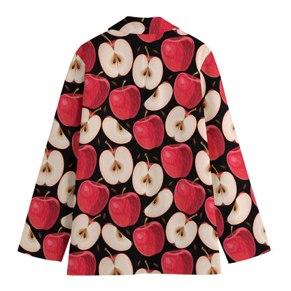 Apple Pattern Print Women's Cotton Blazer