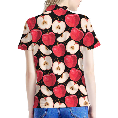 Apple Pattern Print Women's Polo Shirt