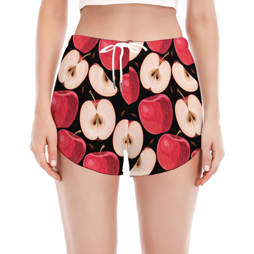 Apple Pattern Print Women's Split Running Shorts