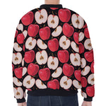 Apple Pattern Print Zip Sleeve Bomber Jacket