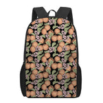 Apricot And Flower Pattern Print 17 Inch Backpack