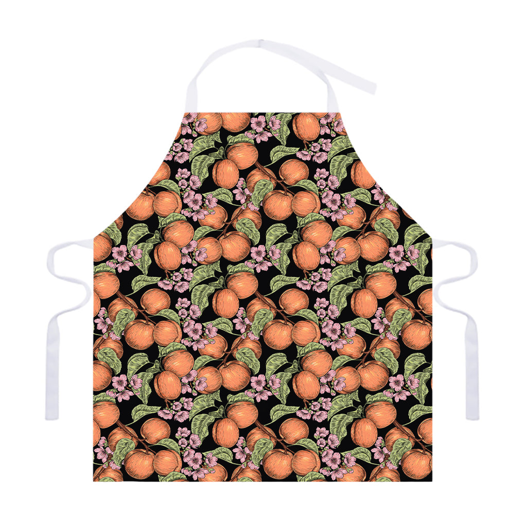 Apricot And Flower Pattern Print Adjustable Apron