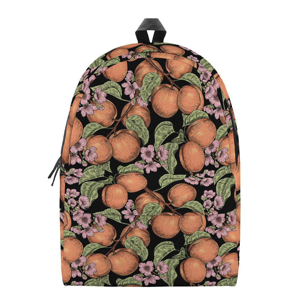 Apricot And Flower Pattern Print Backpack
