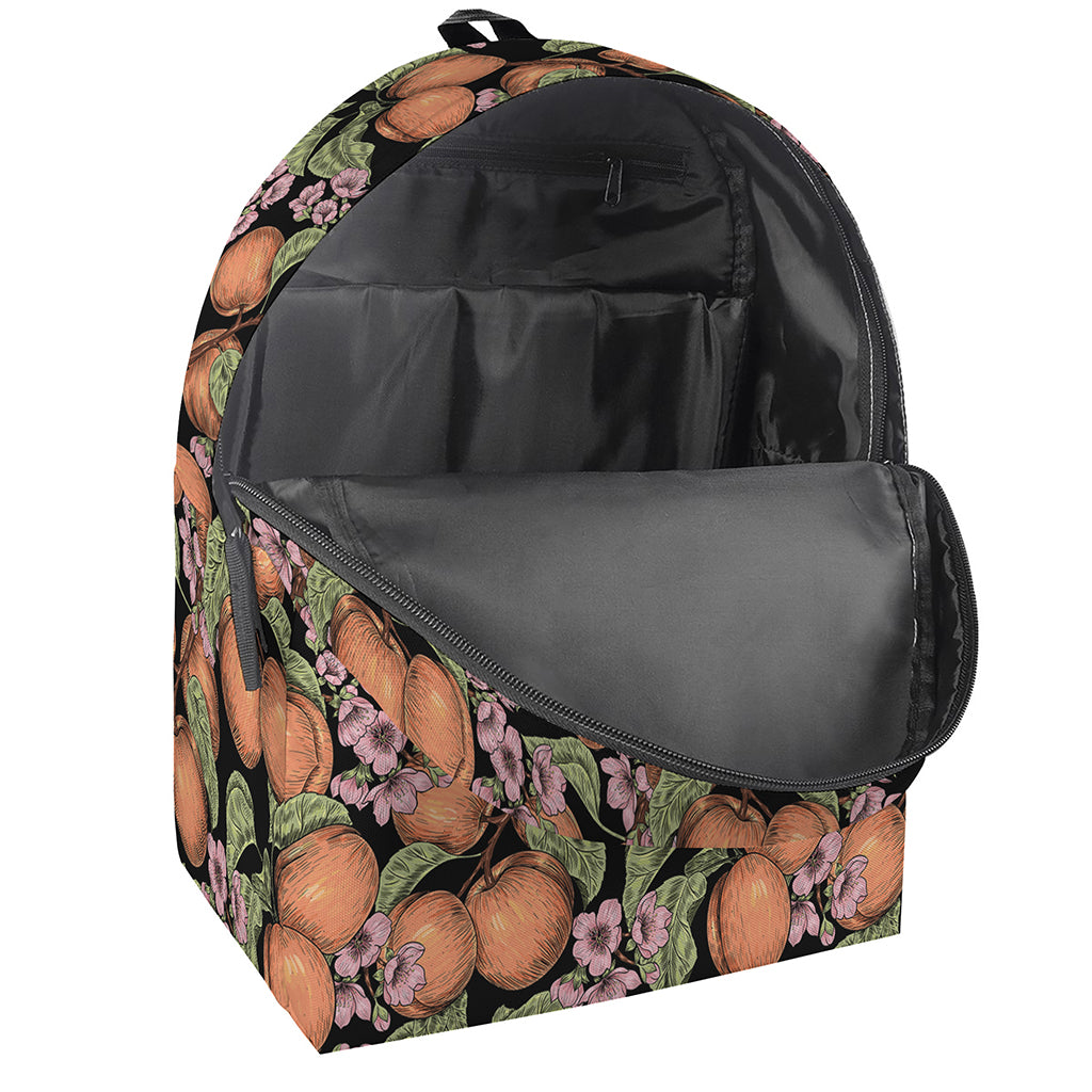 Apricot And Flower Pattern Print Backpack