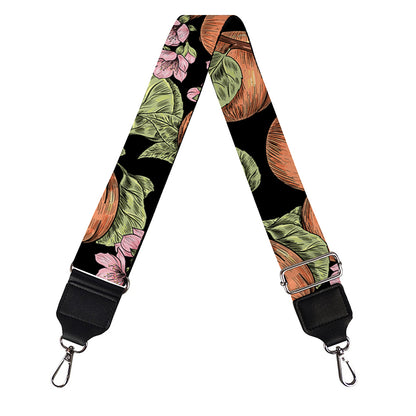 Apricot And Flower Pattern Print Bag Strap