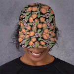 Apricot And Flower Pattern Print Baseball Cap