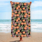 Apricot And Flower Pattern Print Beach Towel