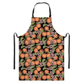 Apricot And Flower Pattern Print Bib Apron With Pocket