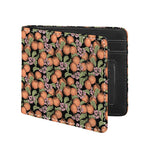 Apricot And Flower Pattern Print Bifold Wallet