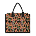 Apricot And Flower Pattern Print Canvas Tote Bag