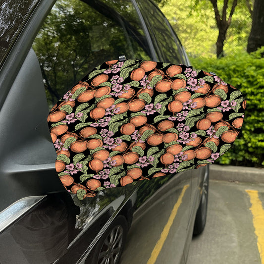 Apricot And Flower Pattern Print Car Side Mirror Covers