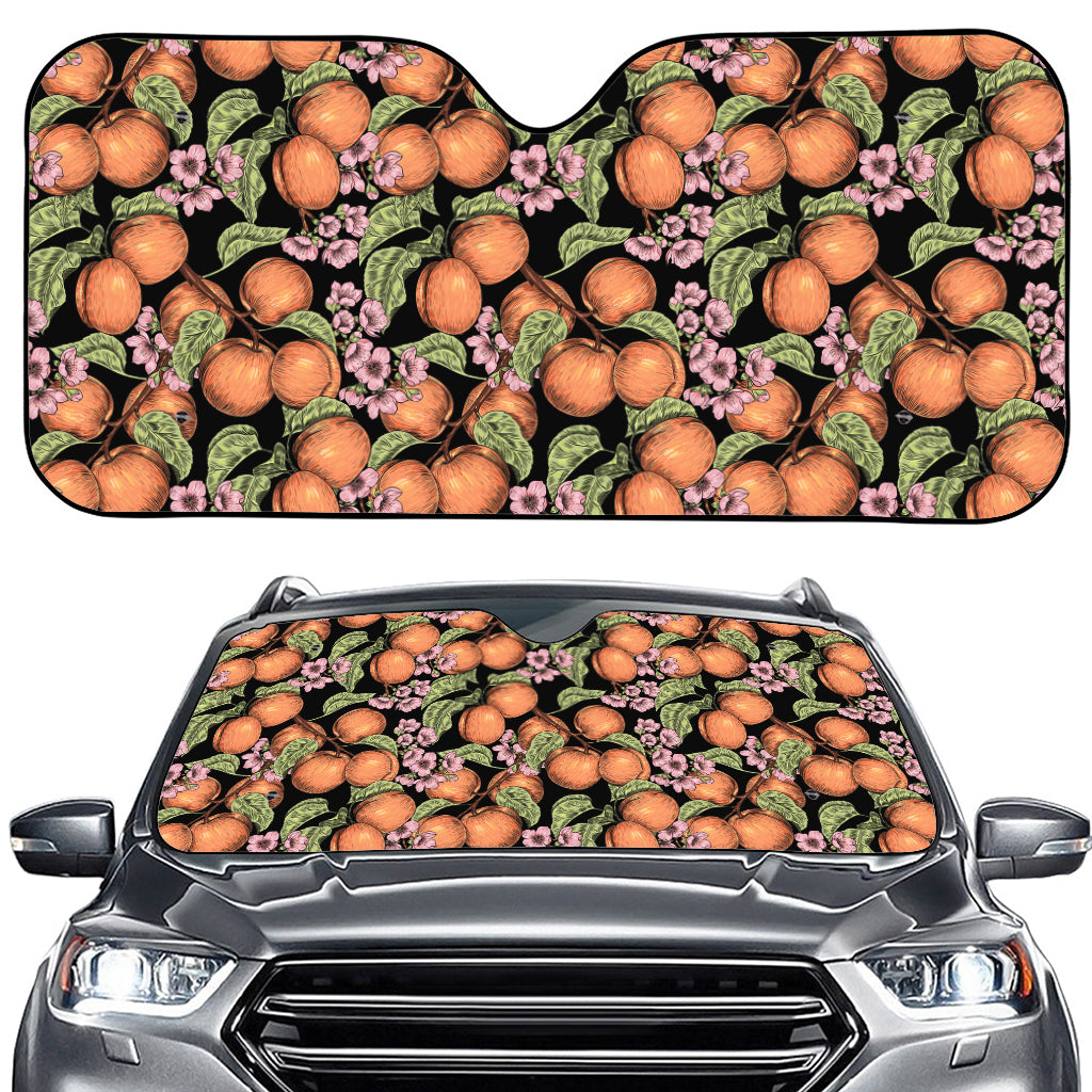 Apricot And Flower Pattern Print Car Windshield Sun Shade