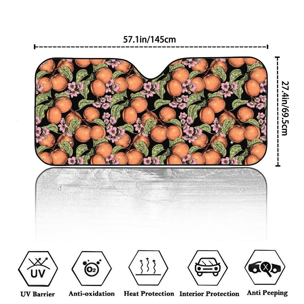 Apricot And Flower Pattern Print Car Windshield Sun Shade