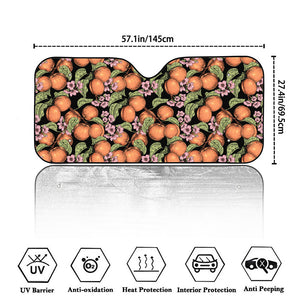 Apricot And Flower Pattern Print Car Windshield Sun Shade