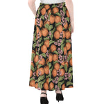 Apricot And Flower Pattern Print Chiffon Maxi Skirt