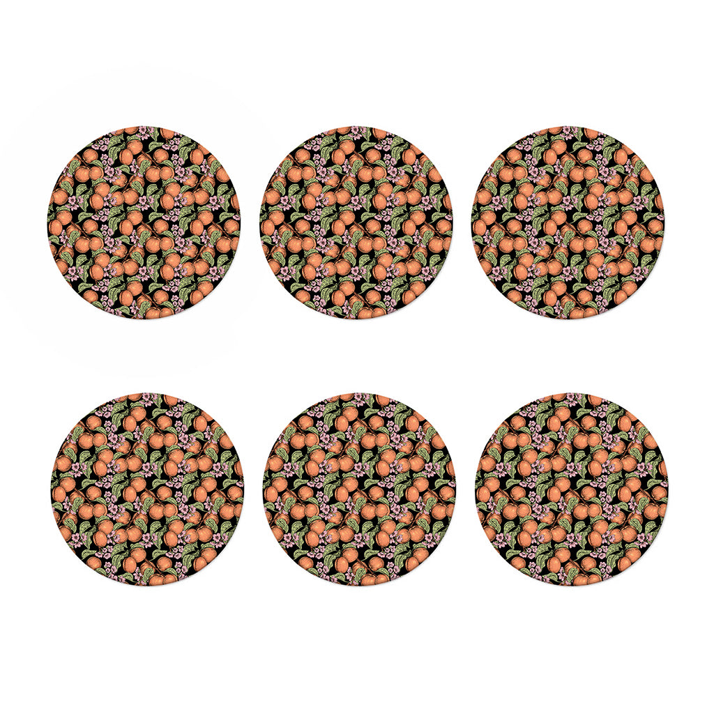 Apricot And Flower Pattern Print Coaster Set