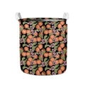 Apricot And Flower Pattern Print Collapsible Laundry Basket
