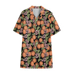 Apricot And Flower Pattern Print Cotton Hawaiian Shirt