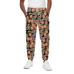 Apricot And Flower Pattern Print Cotton Pants