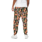 Apricot And Flower Pattern Print Cotton Pants