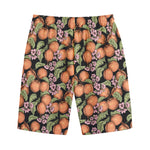 Apricot And Flower Pattern Print Cotton Shorts