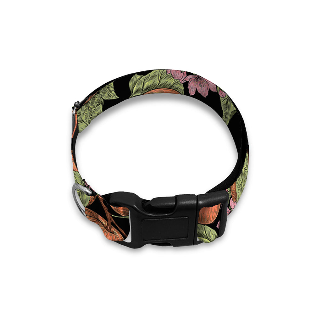 Apricot And Flower Pattern Print Dog Collar