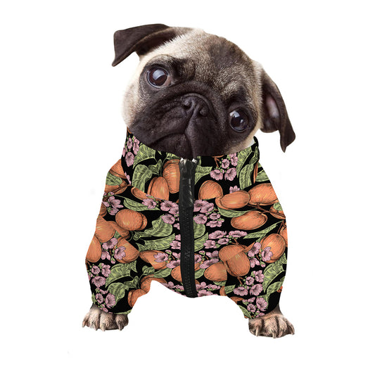 Apricot And Flower Pattern Print Dog Zip Up Jacket