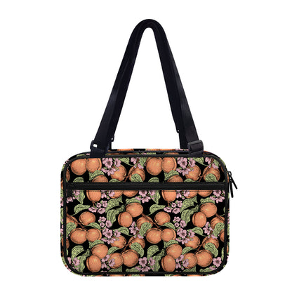 Apricot And Flower Pattern Print Double Strap Bible Bag